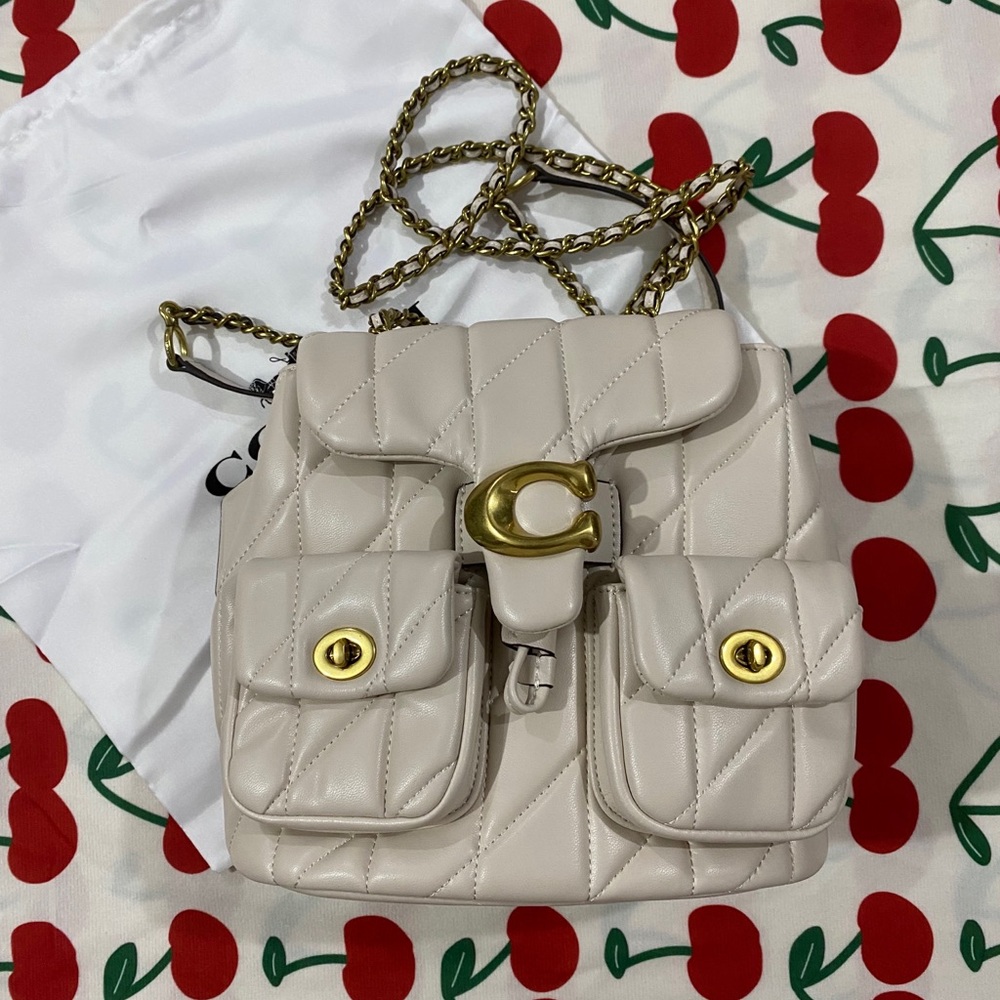 Coach Quilted Crossbody Bag in Chalk with Gold Hardware